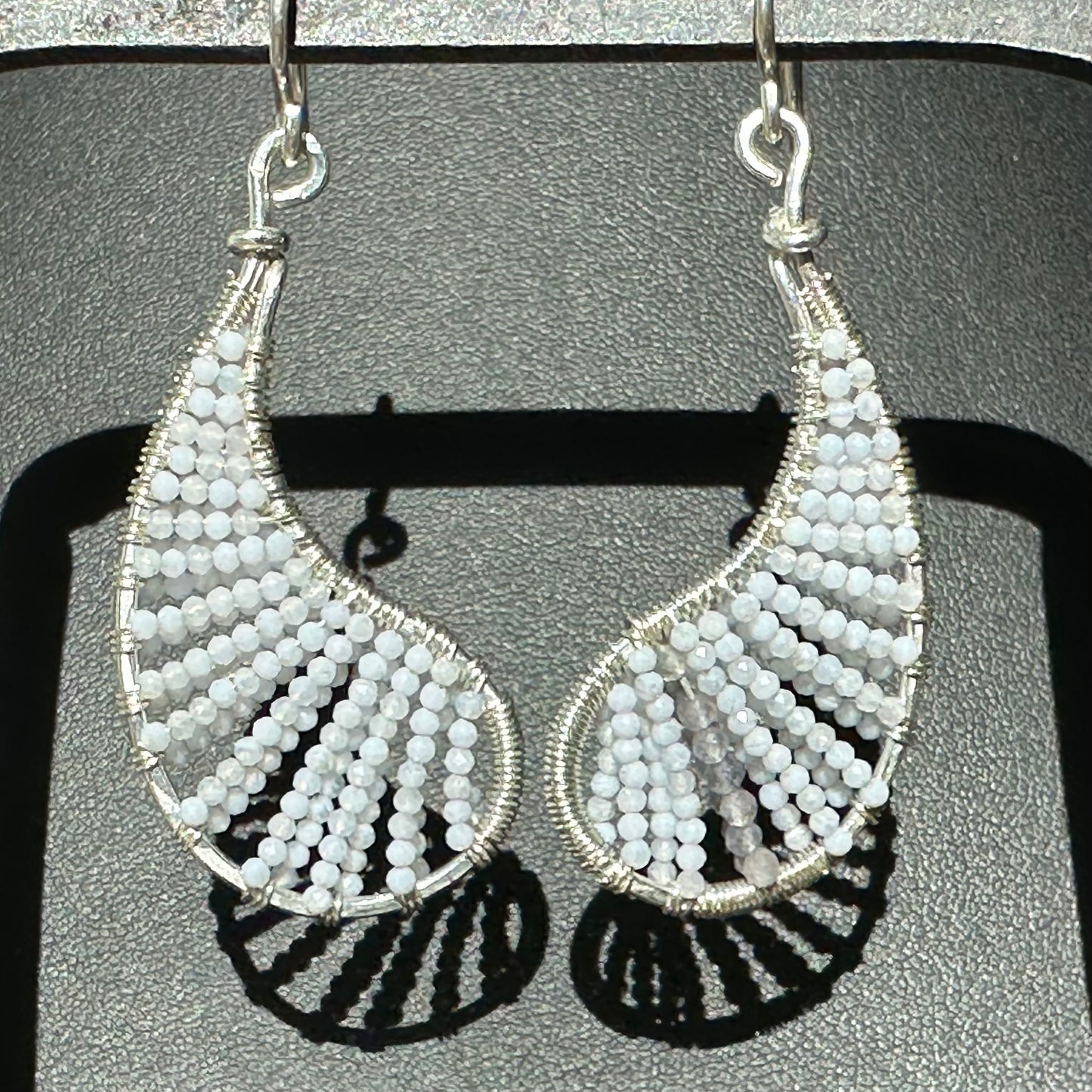 Hand-Hammered Paisley Dangles: Blue Chalcedony with Labradorite
