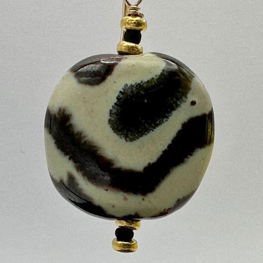 Kenyan Clay Bead Earrings: zebra stripe