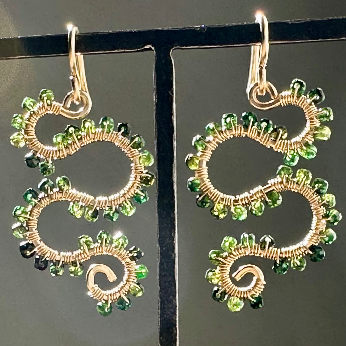 Hand-Hammered Snake Dangles: Chrome Tourmaline